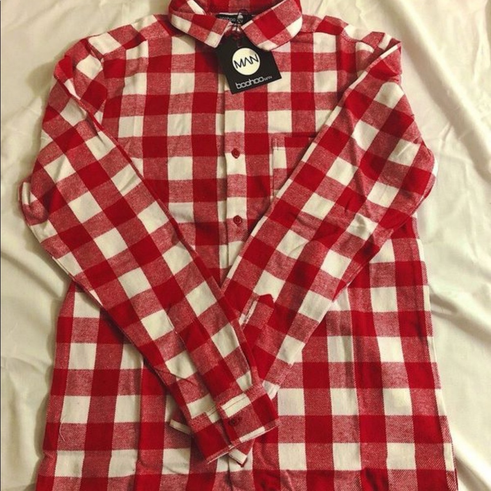 Boohoo Checkered Button Up